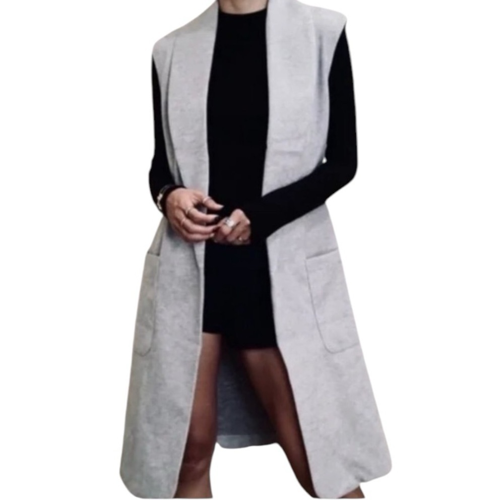 JOIE Long Open Front Duster Vest Sleeveless Cardigan Large Pockets Women’s XL